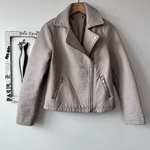Forever 21 Boho Beige Faux Leather Moto Biker Jacket Eco-friendly Size S